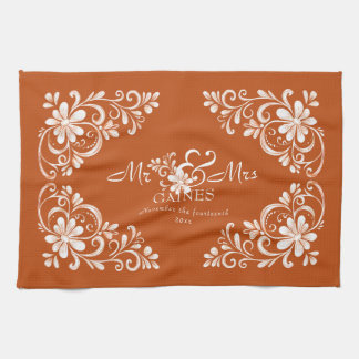 Romantische Shabby-Chic verbranntes Orange Herr Fr Geschirrtuch
