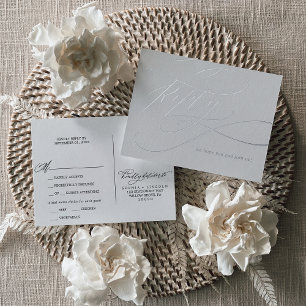 Romantische Silber Foil Gray Wedding Meal Option U Folie Einladungspostkarte