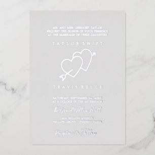Romantische Silberfolie   Graue formelle Hochzeit  Folieneinladung