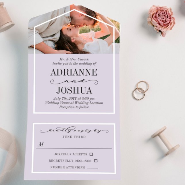 Romantische Silbergraue Foto Hochzeit All In One Einladung (Von Creator hochgeladen)