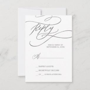 Romantische Silberkalligrafie Einfache RSVP-Karte RSVP Karte
