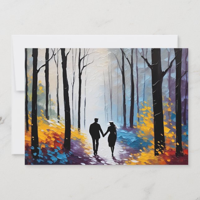 Romantische Silhouette Couple in Abstrakten Folies Ankündigung (Vorderseite)