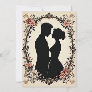 Romantische Silhouette eines Paares  Einladung