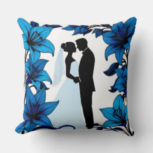 Romantische Silhouette eines Paares Kissen