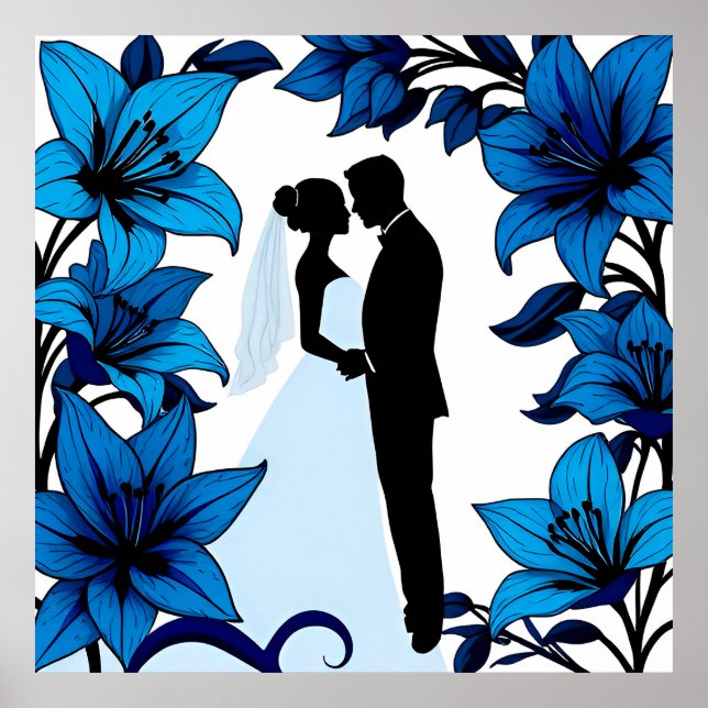Romantische Silhouette eines Paares Poster (Vorne)