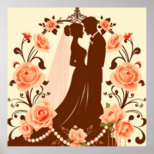 Romantische Silhouette eines Paares Poster