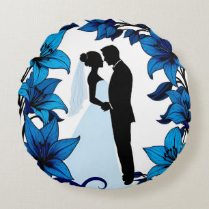 Romantische Silhouette eines Paares Rundes Kissen