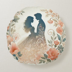 Romantische Silhouette eines Paares Rundes Kissen