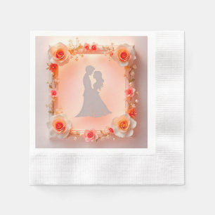 Romantische Silhouette eines Paares Serviette