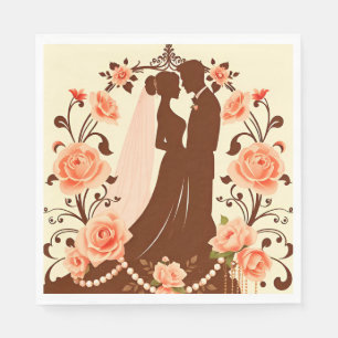 Romantische Silhouette eines Paares Serviette