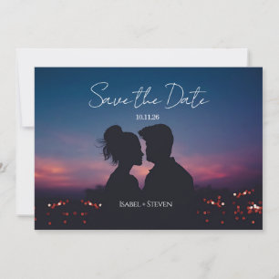 Romantische Silhouette-Foto-Hochzeitsankündigung A Einladung