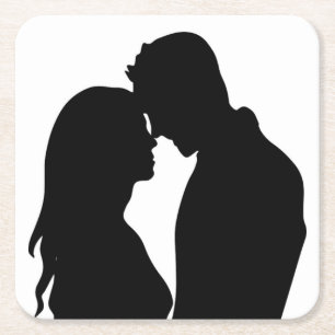 ROMANTISCHE SILHOUETTE RECHTECKIGER PAPPUNTERSETZER