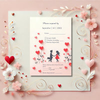 Romantische Silhouette Rote Herzen Hochzeit