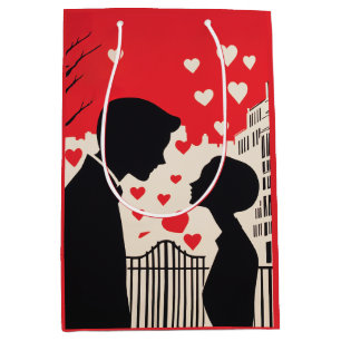 Romantische Silhouette Stadtbild Kunst Mittlere Geschenktüte