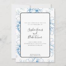 Romantische Simple Blue Line Gezeichnet Blume Hoch