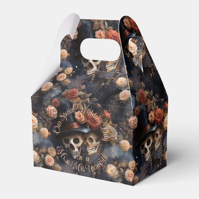 Romantische Skelette küssen gotische Skulls Hochze Geschenkschachtel (Vorderseite)