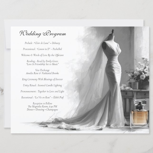 Romantische Sketch-Hochzeitskarte mit Vintager (Vorderseite)