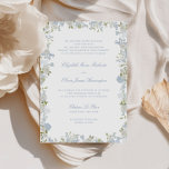 Romantische Soft Blue Floral Frame Wedding Einladung<br><div class="desc">Die elegante Hochzeitseinladung mit atemberaubendem, weichblauen Blumenrahmen und klassischer Kalligraphie! Wenn Sie eine Hochzeitseinladung suchen, die Eleganz, Luxus und Stil ausstrahlt, ist dies die perfekte Einladung für Sie. Die Einladung zeichnet sich durch ein zartes, weiches, weißes und grünes botanisches Design mit weißen Rosen, blauen Hydrangea und zartem blauen Delphinium und...</div>