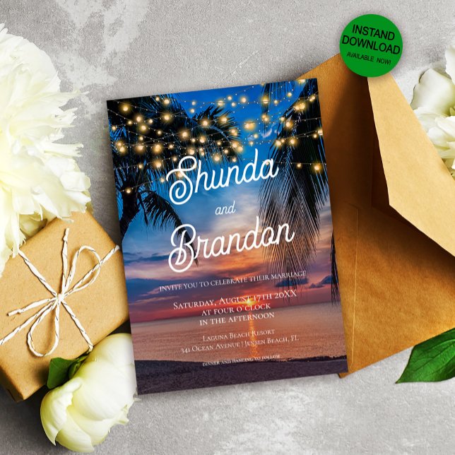 Romantische Sommer-Hochzeit am tropischen Strand Einladung (Von Creator hochgeladen)