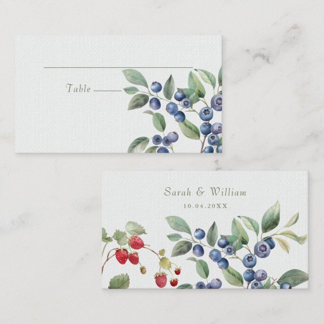 Romantische Sommerbeeren Hochzeitliche Platzkarte (Vorne/Hinten)