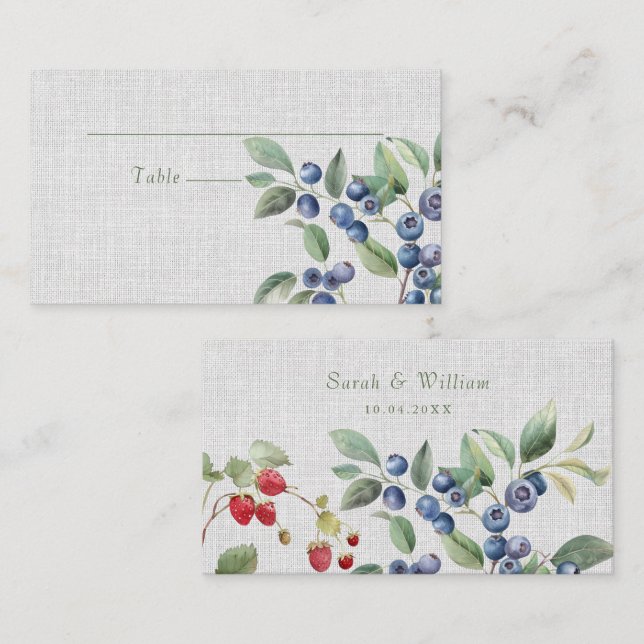 Romantische Sommerbeeren Hochzeitliche Platzkarte (Vorne/Hinten)