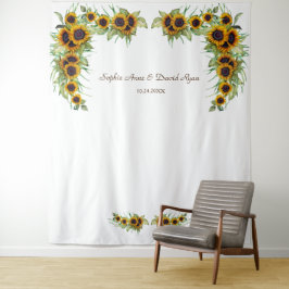 Romantische Sonnenblumen Hochzeitsholz-Foto Wandteppich