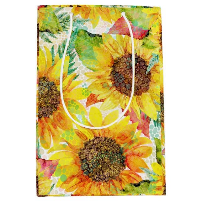 Romantische Sonnenblumen mittelgroße Geschenktasch Mittlere Geschenktüte (Vorderseite)