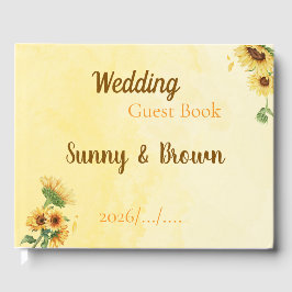 Romantische Sonnenblumen-Rustikale Gelbe Hochzeit Gästebuch