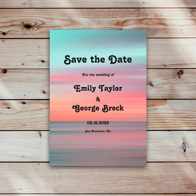 Romantische Sonnenuntergang Blue Sky Beach Hochzei Save The Date (Von Creator hochgeladen)