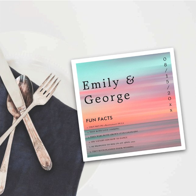 Romantische Sonnenuntergang Blue Sky Beach Hochzei Serviette (Von Creator hochgeladen)