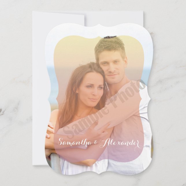 Romantische Sonnenuntergang-Foto-Overlay-Hochzeit Einladung (Vorderseite)