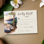 Romantische Sonnenuntergang-Hochzeit RSVP Karte<br><div class="desc">Einfache Sommer Hochzeit RSVP Karte, die Szene für Ihre romantische, Traumstrand Hochzeit. Dieses charmante Design besticht durch eine Aquarelllandschaft mit einem Hochzeitsempfang am Meer. Ideal für eine lässige oder schicke Strandhochzeit, eine schicke Hochzeit in Urlaubsort an der Küste oder eine schicke Strandanlage. Hintergrund und Text haben eine natürliche und braune...</div>