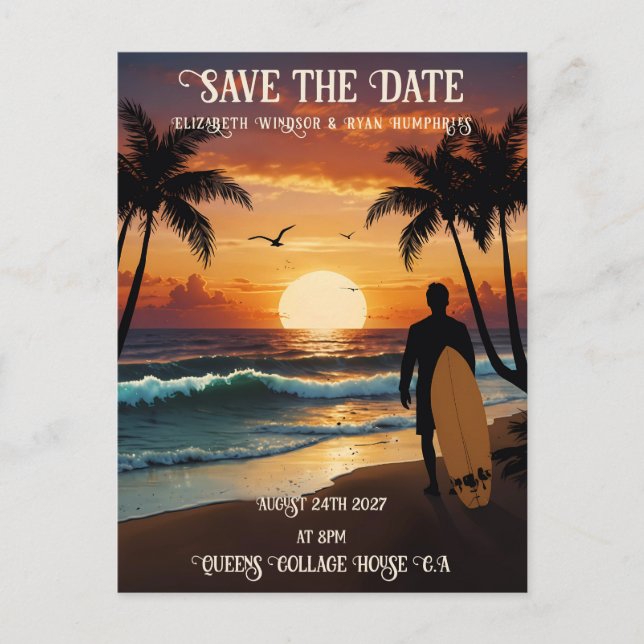 Romantische Sonnenuntergang mit tropischer Eleganz Postkarte (Vorderseite)