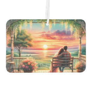 Romantische Sonnenuntergangs-Veranda-Illustration Autolufterfrischer
