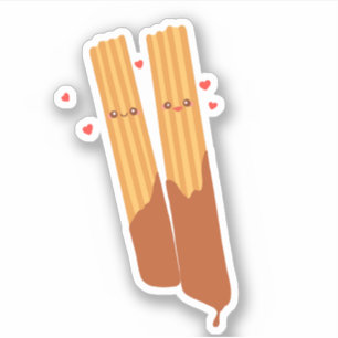 Romantische Spanische Churros mit Schokolade Aufkleber