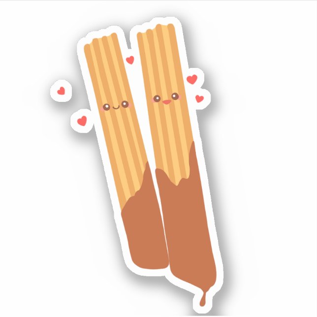 Romantische Spanische Churros mit Schokolade Aufkleber (Vorderseite)