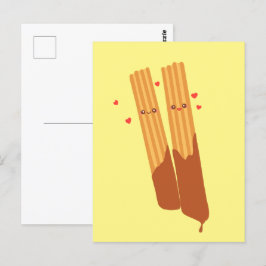 Romantische Spanische Churros mit Schokolade Postkarte