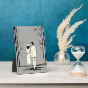 Romantische Spaziergänge Minimalistische Linie Art Fotoplatte