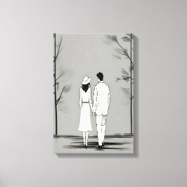 Romantische Spaziergänge Minimalistische Linie Art Leinwanddruck