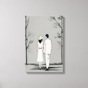 Romantische Spaziergänge Minimalistische Linie Art Leinwanddruck