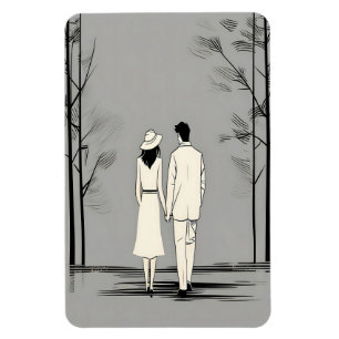 Romantische Spaziergänge Minimalistische Linie Art Magnet