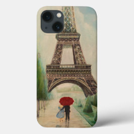 Romantische Spaziergänger im Eiffelturm iPhone 13 Hülle