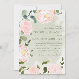 Romantische Springtime Blush Pink Blumenhochzeit Einladung