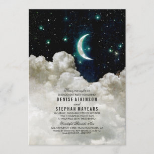 Romantische Stars und Moon Engagement Party Einladung