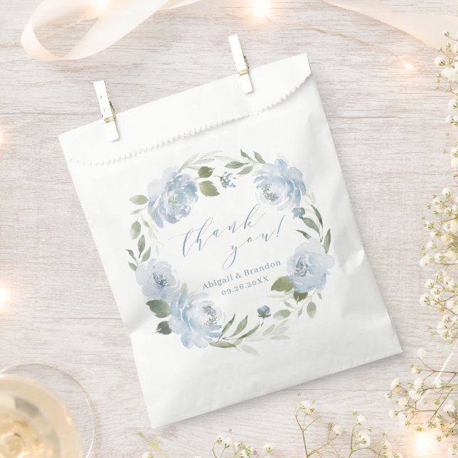 Romantische staubblaue Blütengrün danke Ihnen Hoch Geschenktütchen (Ausgeschnitten)