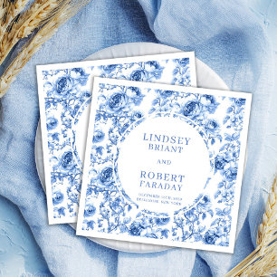Romantische staubblaue Toile-Rosen Hochzeitsservie Serviette