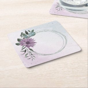 romantische staubige lila und blaue Blumen Rechteckiger Pappuntersetzer