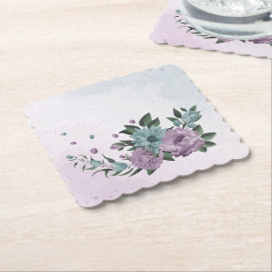 romantische staubige lila und blaue Blumen Untersetzer