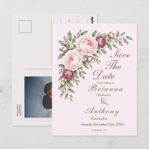 Romantische, staubige Rosen-Pfingstrose-Botanik-Ho Postkarte