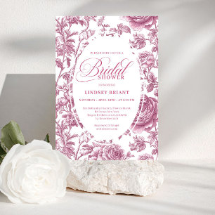 Romantische Staubrosa Florale Rosen Brautparty Einladung
